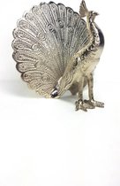 Solid Nickel Peocock with open tail 23x15x21cm