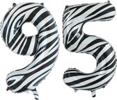 Folieballon 95 jaar zebra 86cm