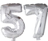 Folieballon 57 jaar zilver 41cm