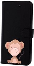 Apple Iphone 7 / 8 / SE2020 / SE2022 Zwart bookcase hoesje Aapje