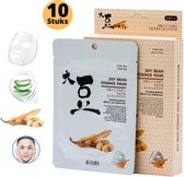 MITOMO Soy Bean Gezichtsmasker - Face Mask Beauty - Valentijn Cadeautje voor Haar - Masker Gezichtsverzorging - Skincare Rituals - Huidverzorging Vrouwen - 10 Stuks
