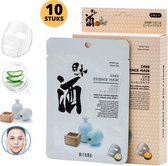 MITOMO Sake Gezichtsmasker - Face Mask Beauty - Valentijn Cadeautje voor Haar - Masker Gezichtsverzorging - Skincare Rituals - Huidverzorging Vrouwen - 10 Stuks