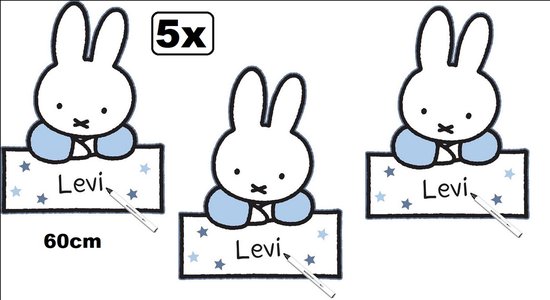 5x Assiette de naissance Miffy baby blue avec standard 60 cm - assiette de naissance inscriptible prénom baby shower Miffy