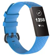Siliconen Smartwatch bandje - Geschikt voor  Fitbit Charge 3 silicone band - lichtblauw - Maat: L - Horlogeband / Polsband / Armband