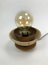 Mooie stoere lamp voor op bureau gemaakt van hout en metaal