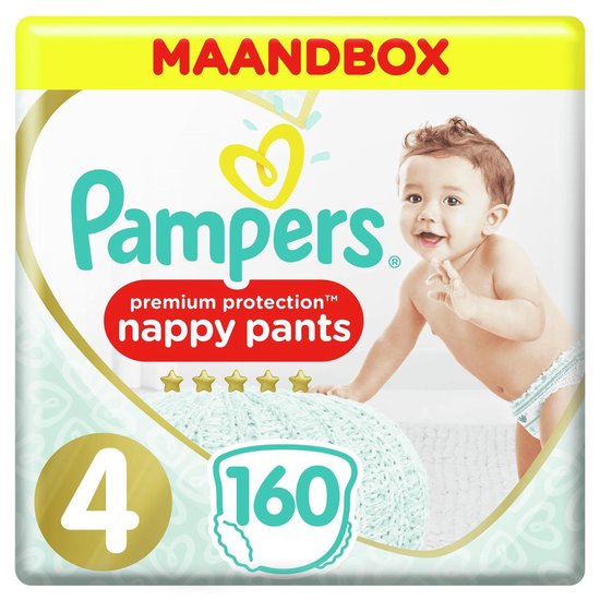 Pampers Premium Protection Pants Luierbroekjes - Maat 4 (9-15 kg) - 160 stuks - Maandbox