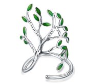Zilveren- ring- Groen -blaadjes- Verstelbaar- breed- Charme Bijoux
