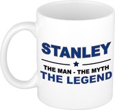 Naam cadeau Stanley - The man, The myth the legend koffie mok / beker 300 ml - naam/namen mokken - Cadeau voor o.a verjaardag/ vaderdag/ pensioen/ geslaagd/ bedankt