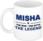 Naam cadeau Misha - The man, The myth the legend koffie mok / beker 300 ml - naam/namen mokken - Cadeau voor o.a verjaardag/ vaderdag/ pensioen/ geslaagd/ bedankt