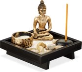 Relaxdays zen garden - theelichthouder - zen tuintje - boeddha beeldje - wierookstokjes