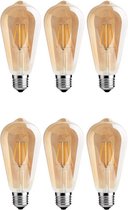Led lamp - 6 stuks - Led filament - Gold - 4 watt - ST64 - E27 led lamp - Led sfeerlicht -