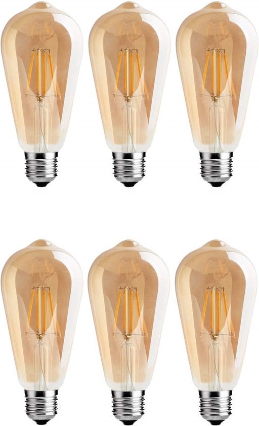 Meeuse-Led - Led lamp - 6 stuks - Led filament - Gold - 4 watt - ST64 - E27 led lamp - Led sfeerlicht -