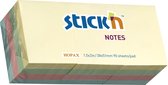 Stick'n kleine memoblokjes - 38x51mm, 12 stuks, 4x pastel kleuren, 1200 sticky notes