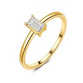 Twice As Nice Ring in 18kt verguld zilver, baguette zirkonia, solitaire  50