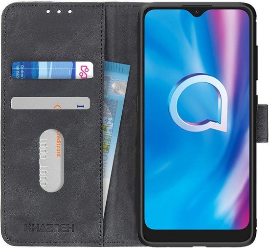 gesponsord Maand Rechtsaf KHAZNEH Alcatel 1S 2020 / 3L 2020 Hoesje Retro Wallet Book Case Zwart |  bol.com