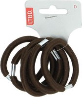 LTBD haarelastieken dik bruin - 7 mm diameter - 6 stuks - elastiekjes voor haar