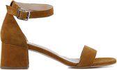 Mace Sandalen Dames / Damesschoenen - Suède   - Blokhak hoogte  5 cm - Aurora - Cognac - Maat 40