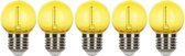 Bailey 5x Kogellamp Geel | LED Filament 0,6W | Grote fitting E27 Plastic