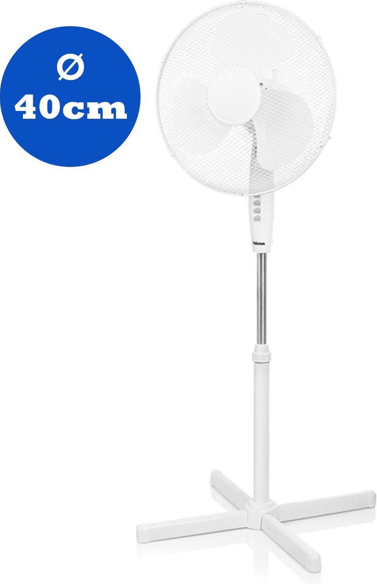 Luxe statief ventilator - Staande ventilator - ø 40cm - 3 standen - Wit - 40W