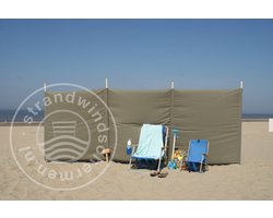 Strand Windscherm 4 meter dralon Effen Taupe met houten stokken