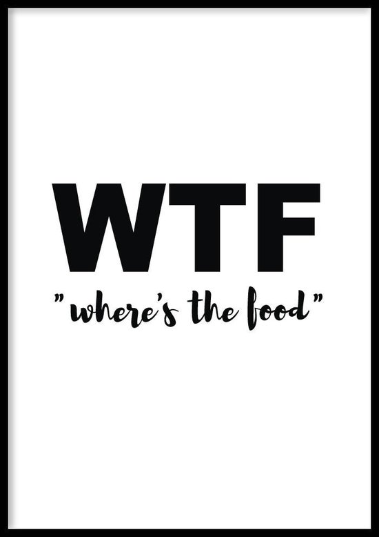 Poster WTF - 50x70cm - keuken poster -  250g Fotopapier