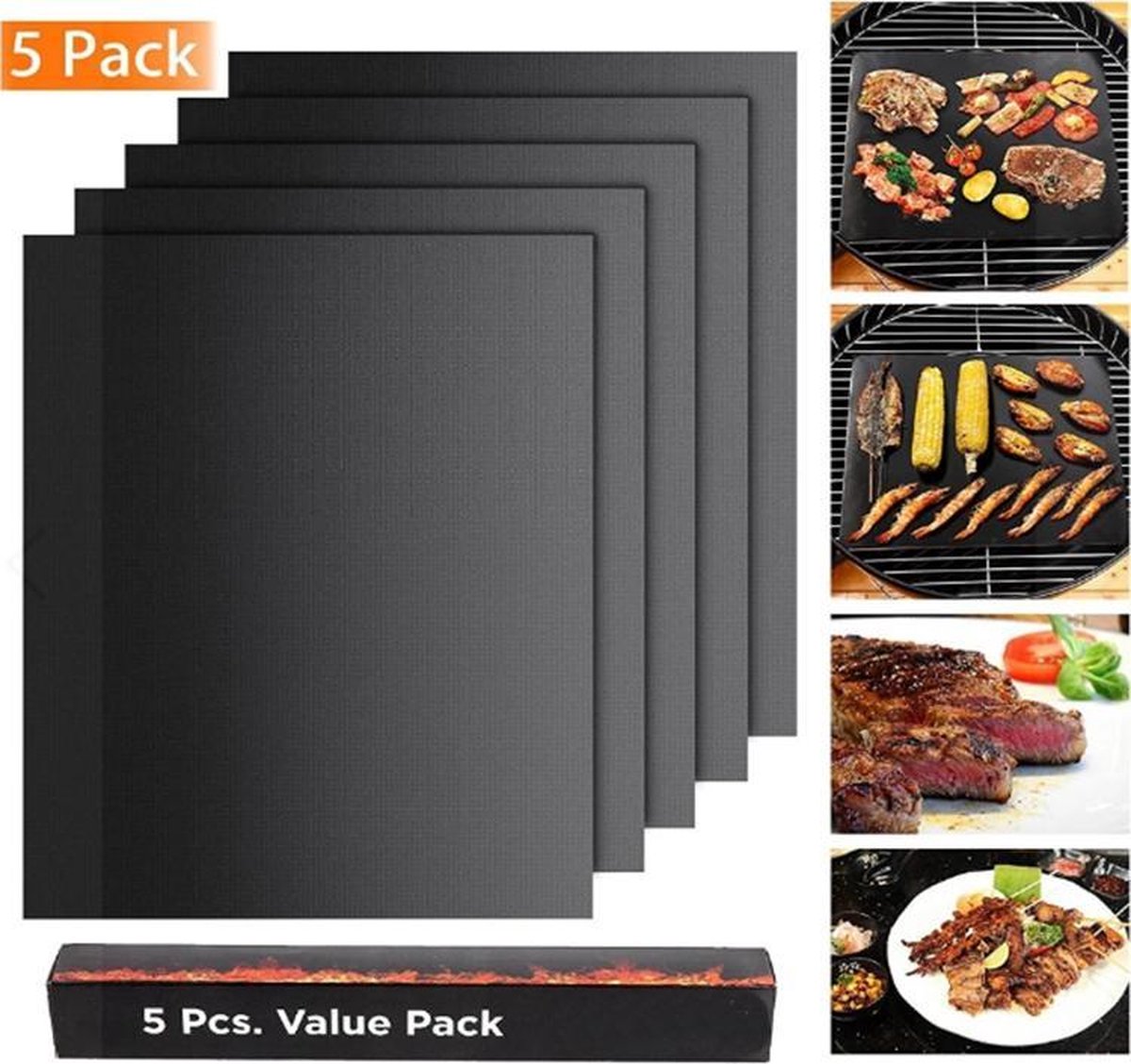 Kitchenmera BBQ grill mat 4 + 1 gratis - Oven mat- Elektrische bbq mat - Bakplaat beschermer - Herbruikbaar