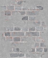 Reflets baksteen/beton grijs muur (vliesbehang, grijs)