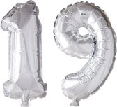 Folieballon 19 jaar zilver 86cm