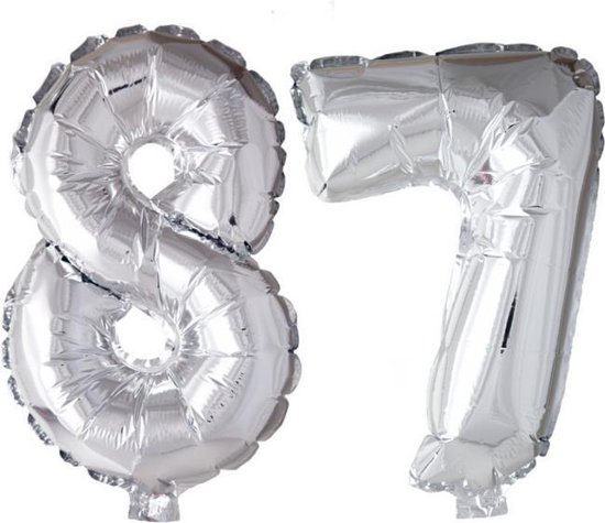 Folieballon 87 jaar zilver 86cm