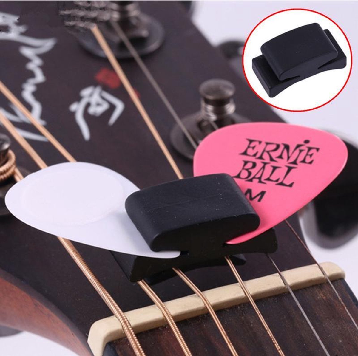 Sangle de guitare avec porte-médiator - noir - pour la sangle de guitare  avec fixation