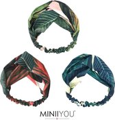 MINIIYOU® Set 3 stuks | Tropical dames haarbanden roze - blauw - rood | haarbandjes tropische kleuren volwassenen - vrouwen - tieners - meiden haarbanden