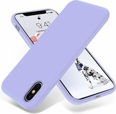 Silicone case geschikt voor Apple iPhone X / Xs - paars met Privacy Glas