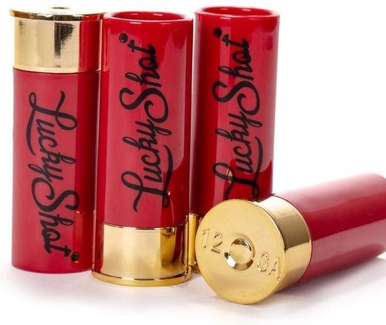 Lucky Shot USA - Shotgun shell shotglaasjes - 4 stuks - 44ml - rood met koper