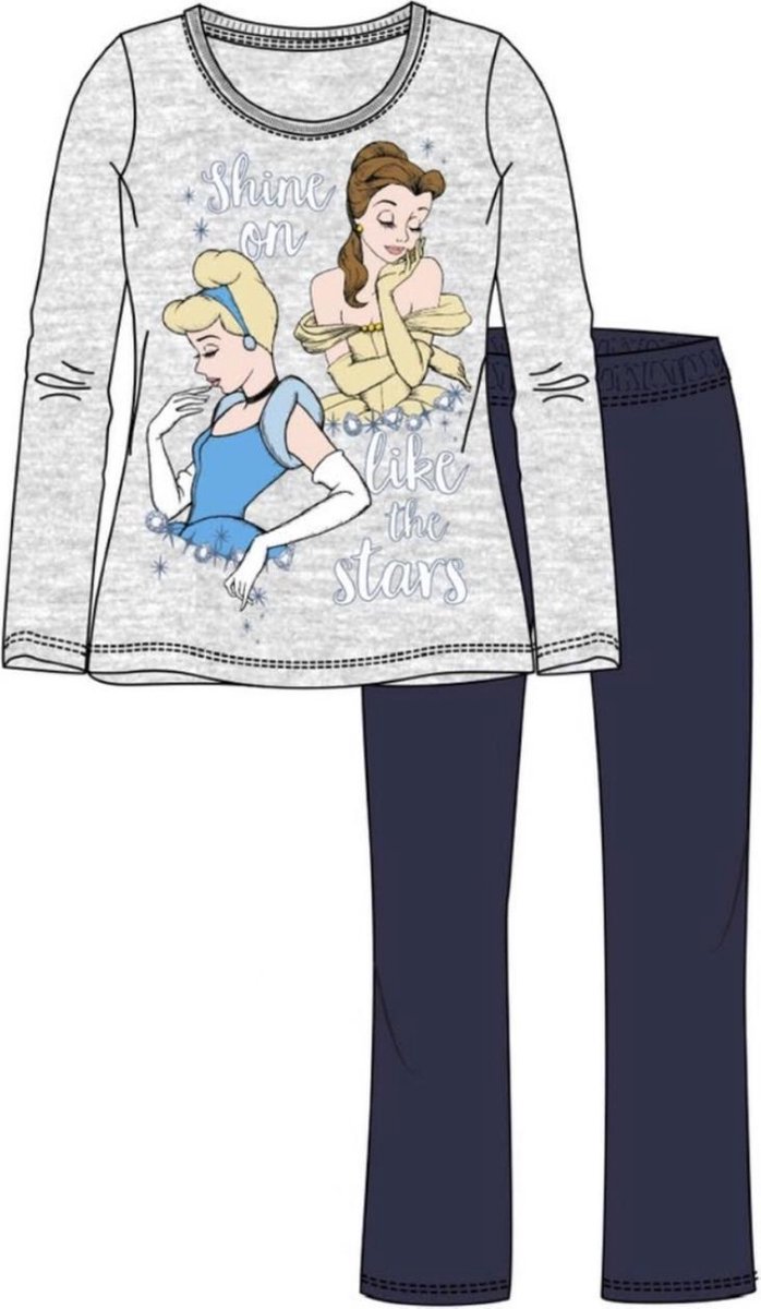 Disney princess - grijs - blauw - pyjama maat 116 / 6 jaar