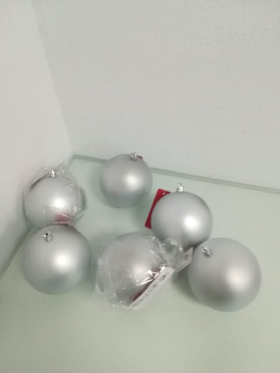 Kerstballen grijs 6 stuks bol
