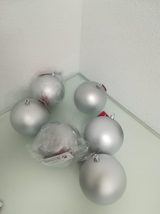Kerstballen grijs 6 stuks bol