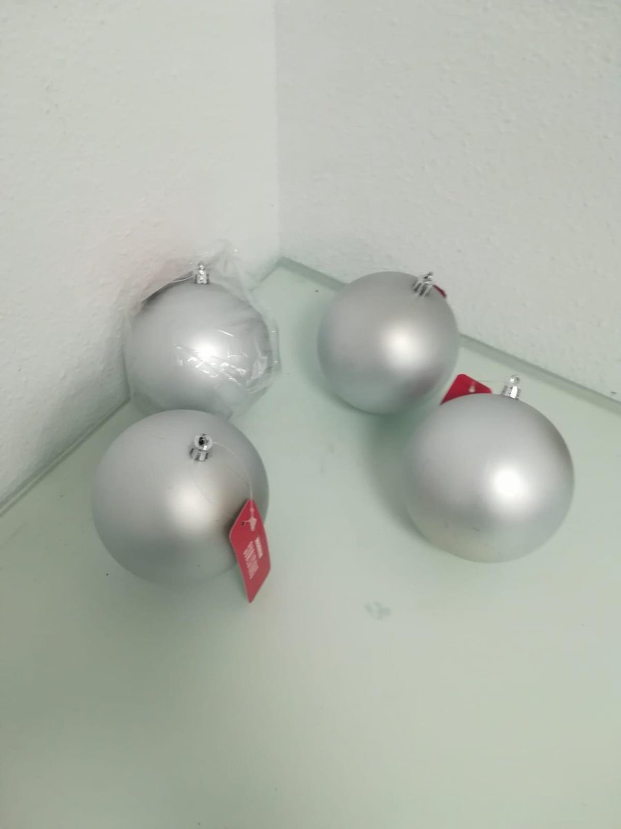Kerstballen grijs 4 stuks