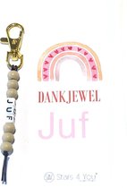 Sleutelhanger dankejwel juf regenboog beige