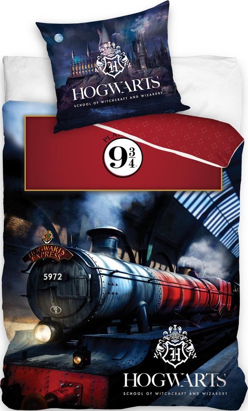 Potter Dekbedovertrek Hogwarts 140 X Cm Katoen Blauw bol.com