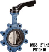 Manuele vlinderklep, LUG (getapte gaten), RVS (inox) klepblad DN65 PN10/16