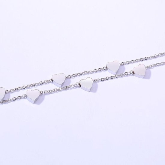 Shoplace Hartjes armband dames - Love - Cadeauverpakking - 15 t/m 20cm - Zilver - Shoplace