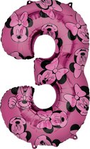 Amscan Folieballon Minnie Mouse 3 Jaar Junior 43 X 66 Cm Roze