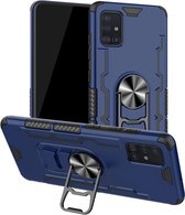 Voor Galaxy A51 schokbestendige pc + TPU beschermhoes met bieropener en autohouder (blauw)