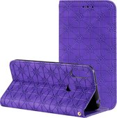 Voor Huawei Honor 8A 2020 / Y6 2019 Lucky Flowers reliÃ«fpatroon Magnetische horizontale flip lederen tas met houder en kaartsleuven (paars)