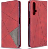 Voor Huawei Honor 20S Rhombus Texture Horizontale Flip Magnetische Leren Case met Houder & Kaartsleuven & Portemonnee (Rood)