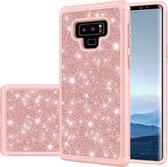 Voor Galaxy Note9 glitter poeder contrast huid schokbestendig siliconen + pc beschermhoes (rose goud)