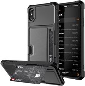 Schokbestendige magnetische pc-hoes voor iPhone XS / X, met kaartsleuf (zwart)