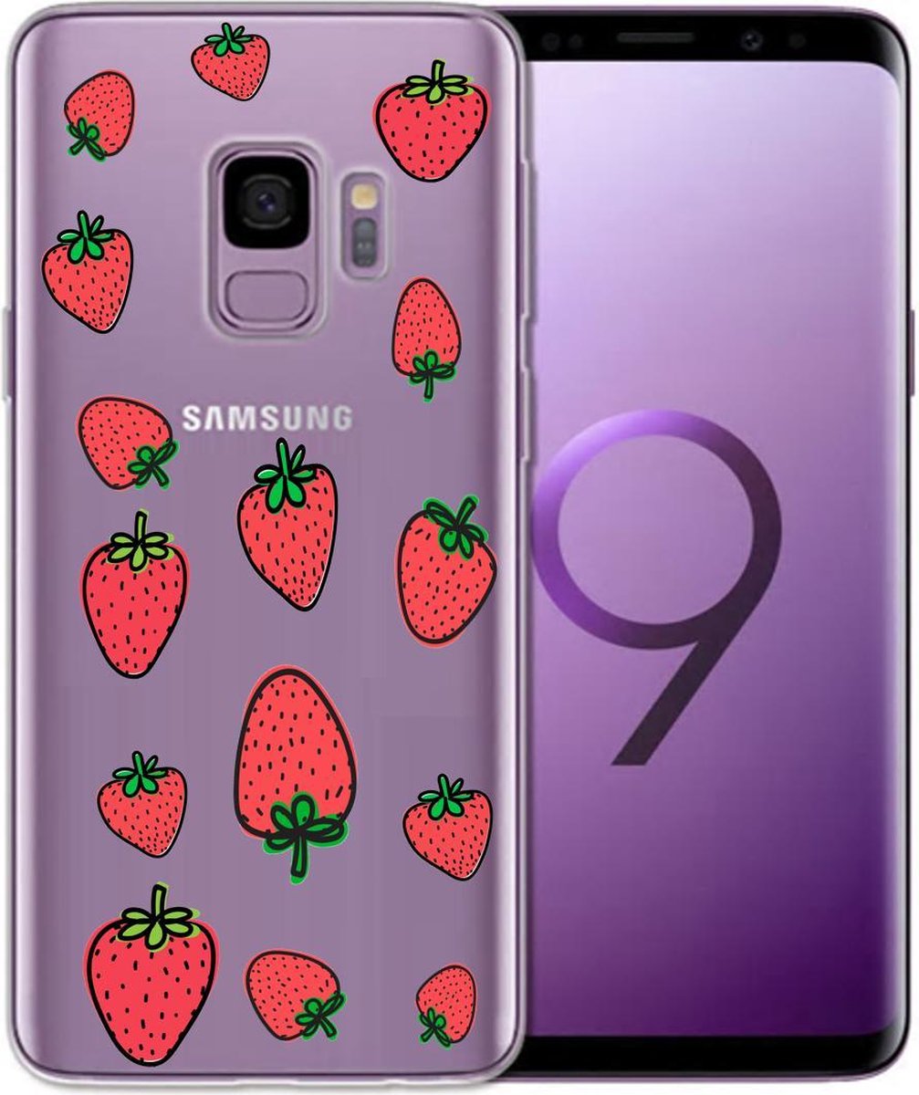 Samsung Galaxy S9 siliconen aardbei hoesje - Transparant - Aardbeien