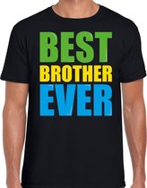 Best brother ever / Beste broer ooit fun t-shirt met gekleurde letters - zwart -  heren - Fun  /  Verjaardag cadeau / kado t-shirt L