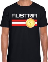 Austria / Oostenrijk landen t-shirt met medaille en Oostenrijkse vlag - zwart - heren -  Oostenrijk landen shirt / kleding - EK / WK / Olympische spelen outfit XL